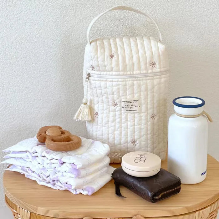 Embroidered Portable Diaper Caddy & Nappy Bag