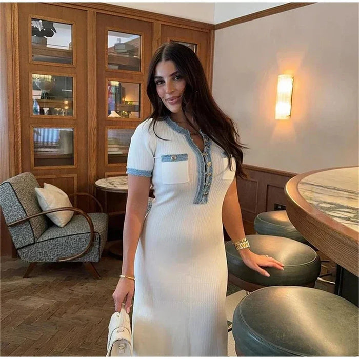 Elegant O-Neck Commuter Bodycon Dress