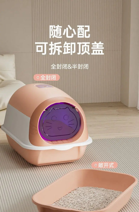 Extra Large Automatic Cat Litter Box UV Sterilization Deodorant Fully Enclosed Anti-Splash Internet Celebrity Cat Toilet for Cat