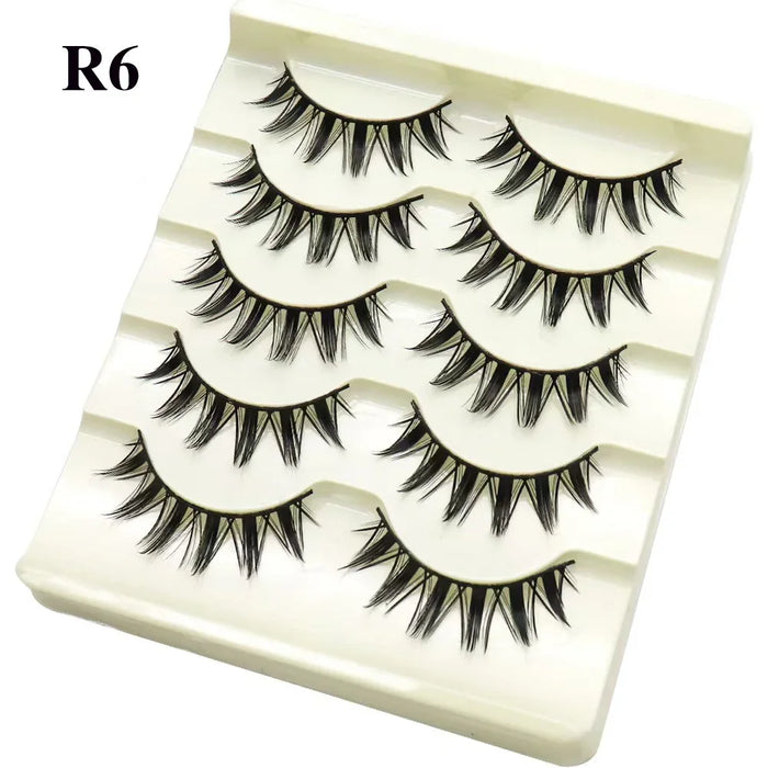 Black Eye Lashes Cat Eye Lashes Cross Strip False Eyelashes Natural Long Cosplay Makeup 5 pairs Mink Eyelash Extension Cilios