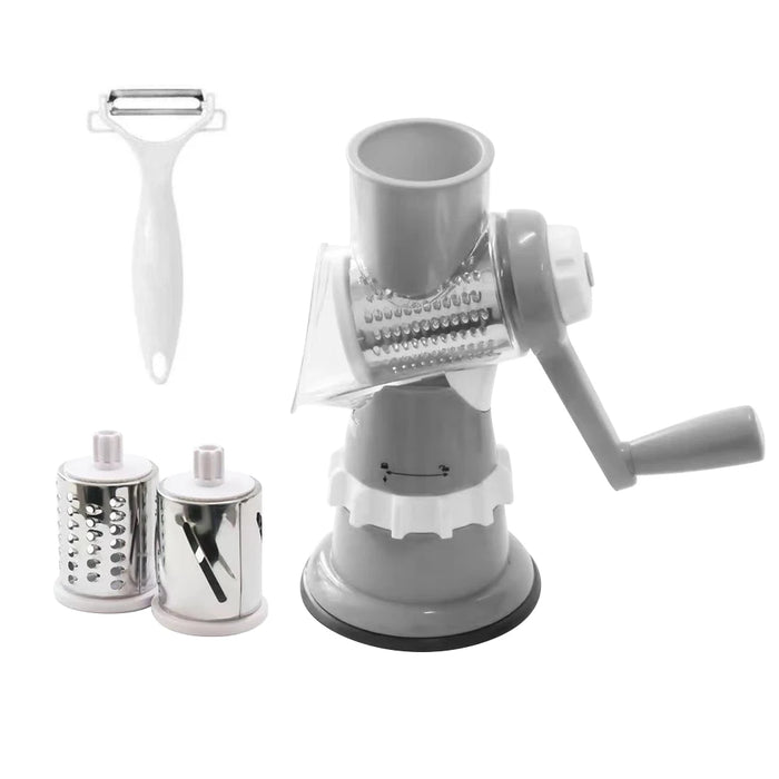 Hand-Crank Vegetable Cutter Slicer Manual Kitchen Chopper Machine With 3 Adjustable Sharp Drums Multi-Function Potato Shredder