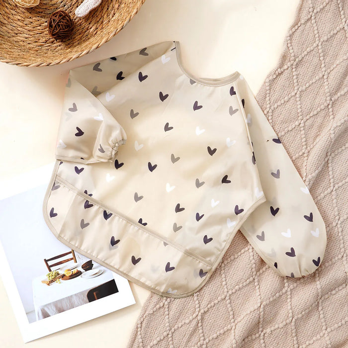 Elinfant Washable Long Sleeve Bib: Waterproof Feeding Coverall