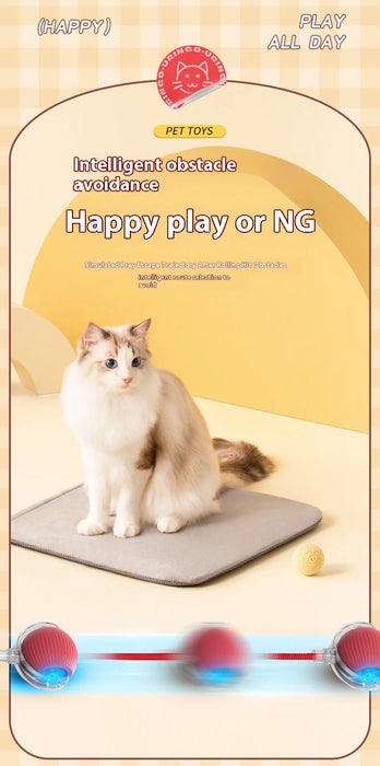 New Electric Cat Ball Toys Automatic Rolling Ball With Teaser Bird Cat Toys Pet Interactive Smart  Sensor Rechargeable Cat Toys