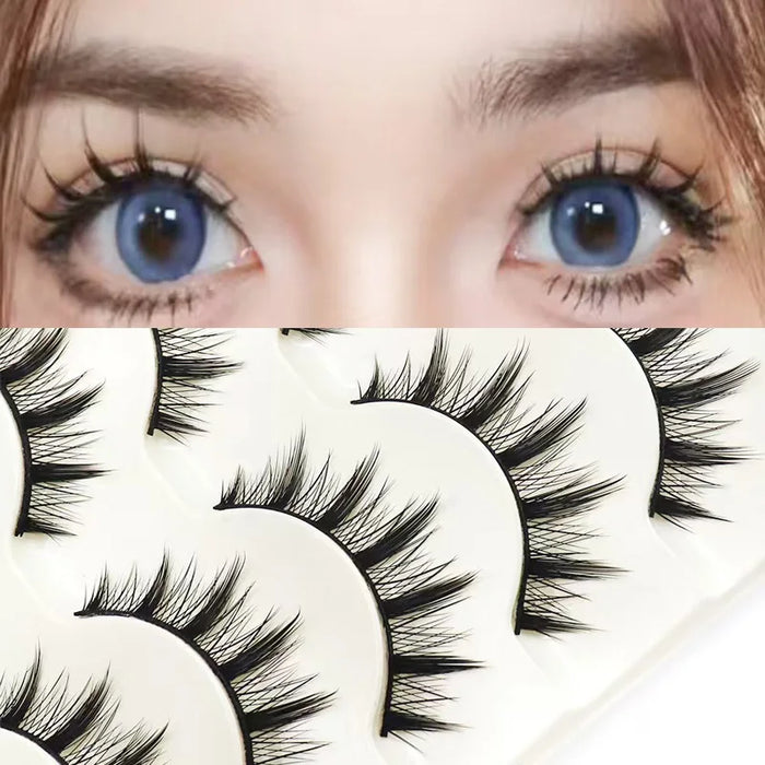 Black Eye Lashes Cat Eye Lashes Cross Strip False Eyelashes Natural Long Cosplay Makeup 5 pairs Mink Eyelash Extension Cilios