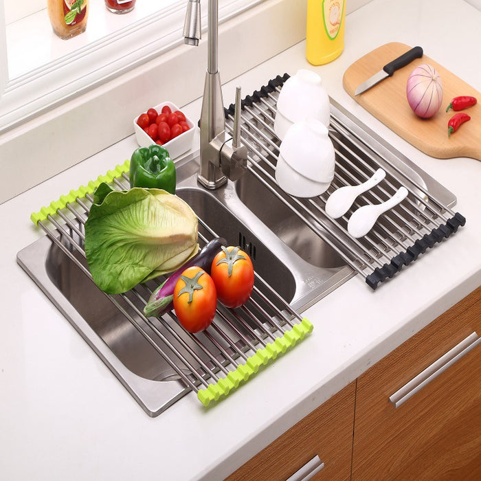 Folding Kitchen Drain Sink Rack Stainless Steel.